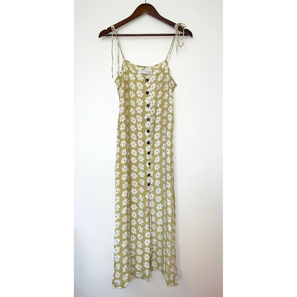 Anthropologie Faithfull the Brand Arrieta Daisy Midi Slit Dress Tie Strap Size 4